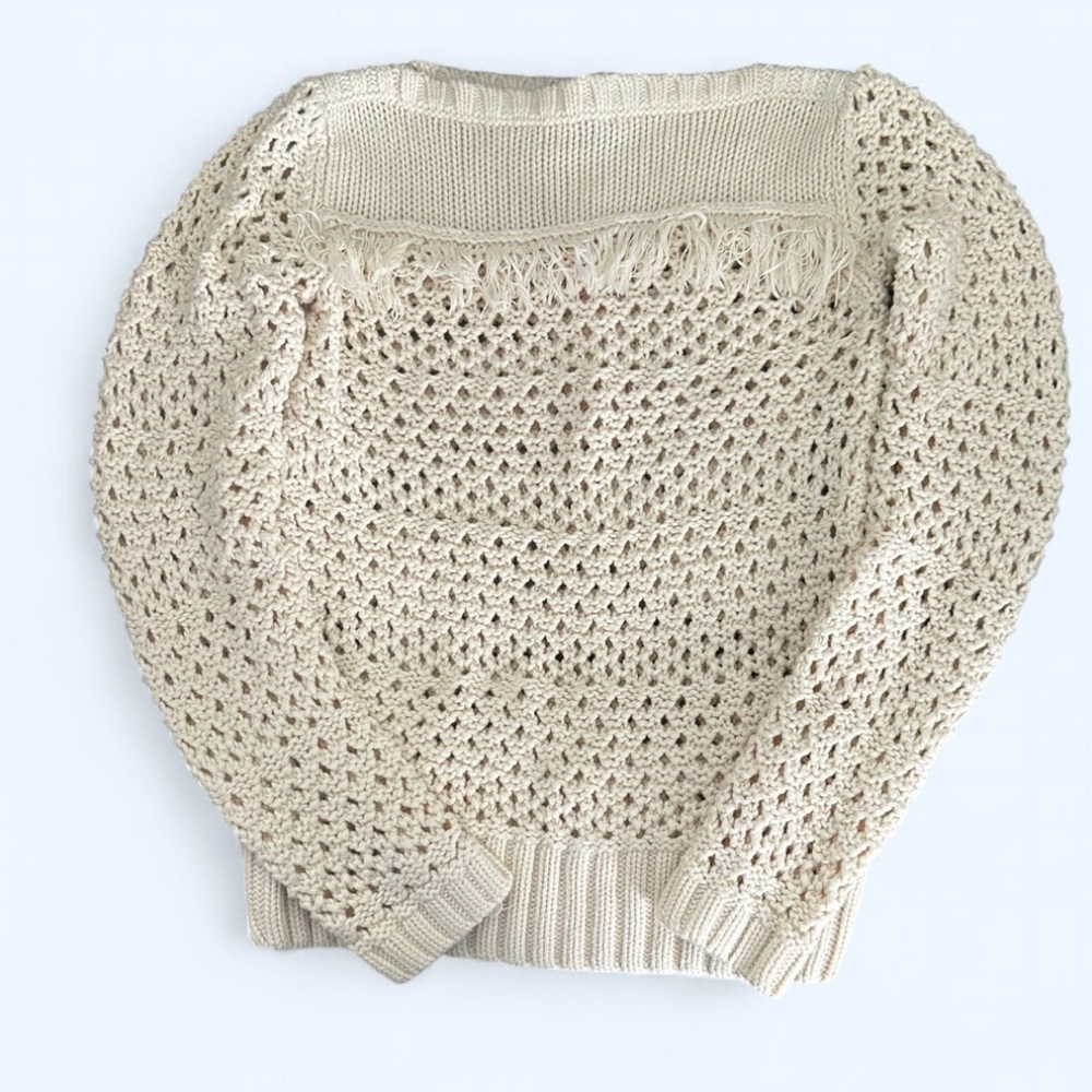 Gap Kids cream knit sweater with fringe detail Size Large (10)